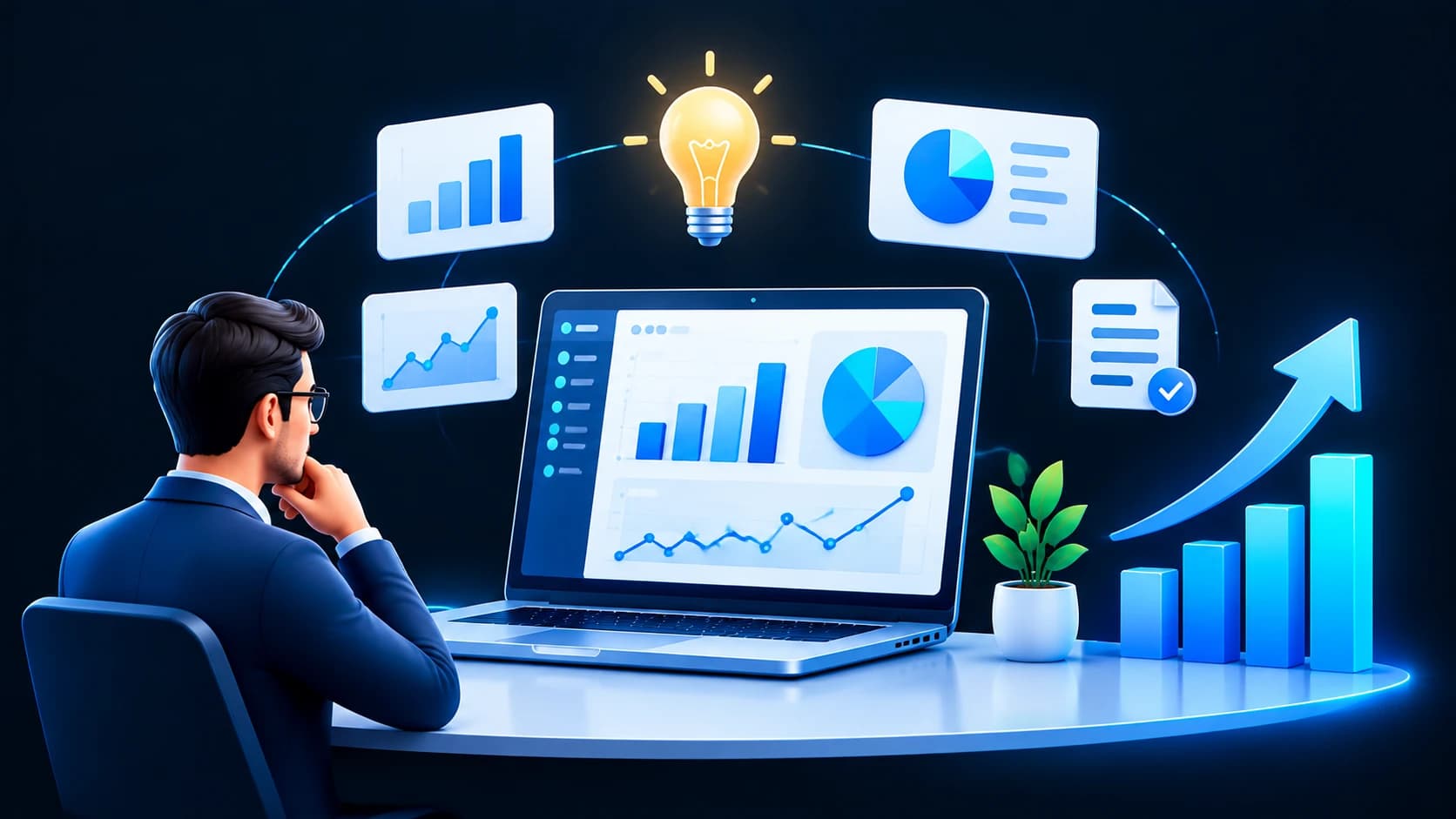 A Clarant user reviewing business insights and reports