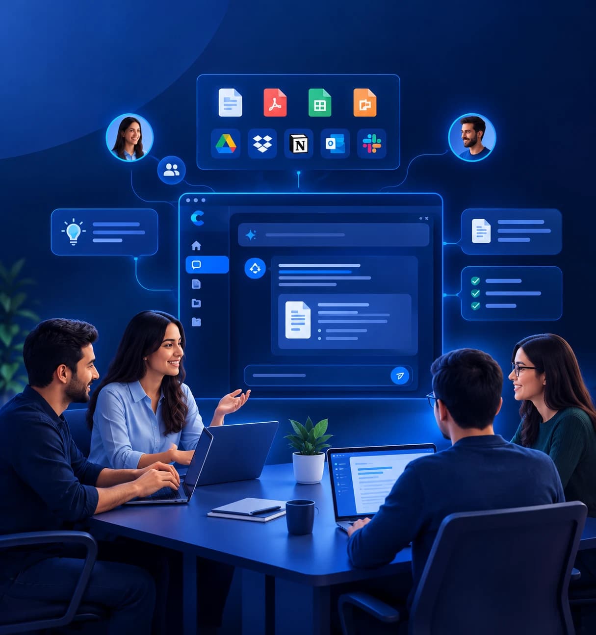 A team collaborating in a shared Clarant workspace