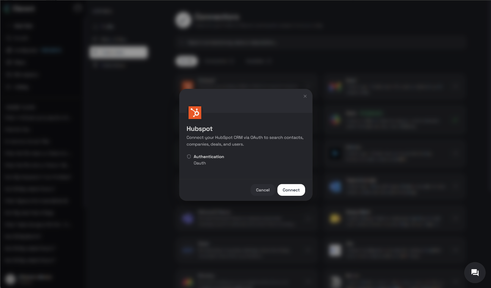 HubSpot connector card with a Connect button in the Clara Connectors dashboard