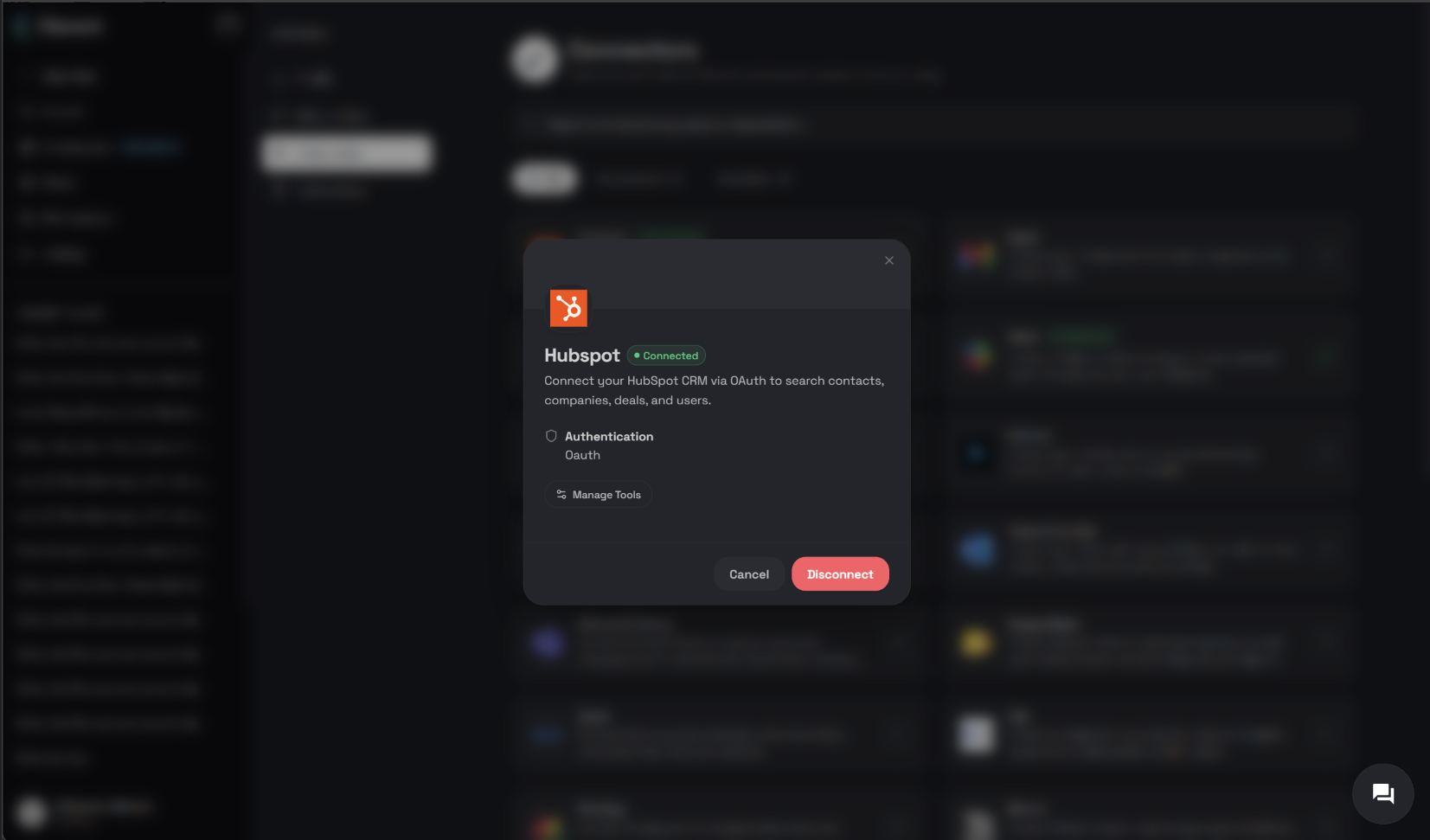 Disconnect HubSpot confirmation screen in the Clara Connectors dashboard
